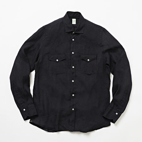 FINAMORE＜フィナモレ＞ バーニーズ　ニューヨーク限定リネンウエスタンシャツ”LUIGI”