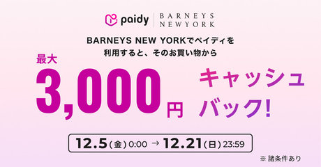 ペイディご利用で最大3,000円キャッシュバック