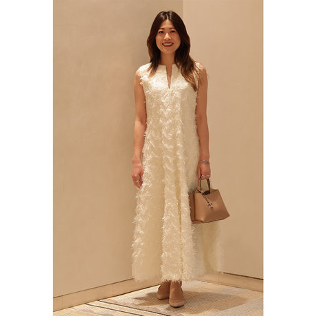 BARNEYS NEW YORK＜バーニーズ　ニューヨーク＞ ジャカード素材 ロングフレアドレス （インナードレス付き）