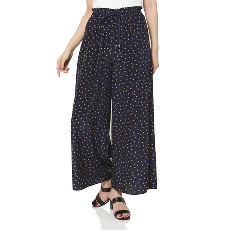 BARNEYS NEW YORK＜バーニーズ　ニューヨーク＞ セットアップ ウォッシャブル ランダムドット柄ドローストリング付きギャザーワイドパンツ
