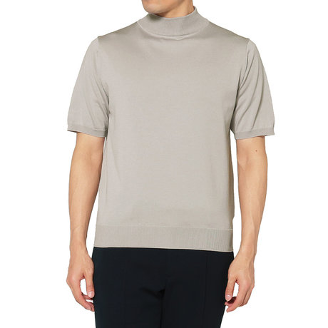 BARNEYS NEW YORK＜バーニーズ　ニューヨーク＞ シーアイランドコットン ショートスリーブモックネックニットプルオーバー