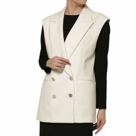 BARNEYS NEW YORK＜バーニーズ　ニューヨーク＞ ダブルクロスストレッチ ダブルブレストジレ