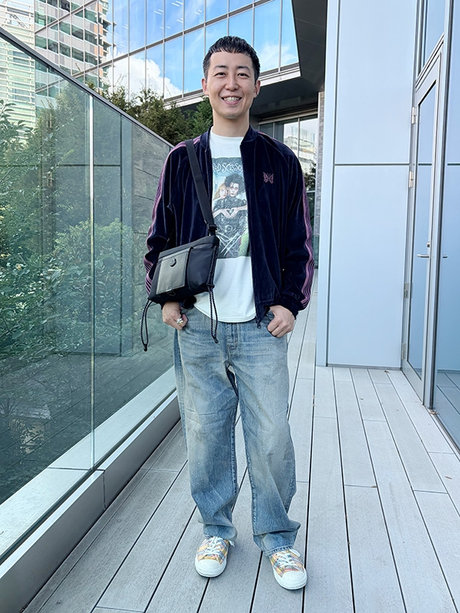 ダメージワイドデニムパンツ