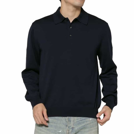 BARNEYS NEW YORK シーアイランドコットンロングスリーブニットポロシャツ