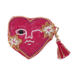 ALLTHELUCKINTHEWORLD <オールザラックインザワールド>バーニーズ ニューヨーク限定 ビーズ刺繍ポーチ “HEART”
