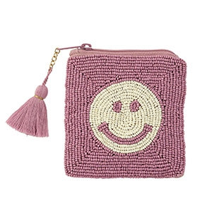 ALLTHELUCKINTHEWORLD <オールザラックインザワールド> バーニーズ ニューヨーク限定 ビーズ刺繍ポーチ “ SMILEY”