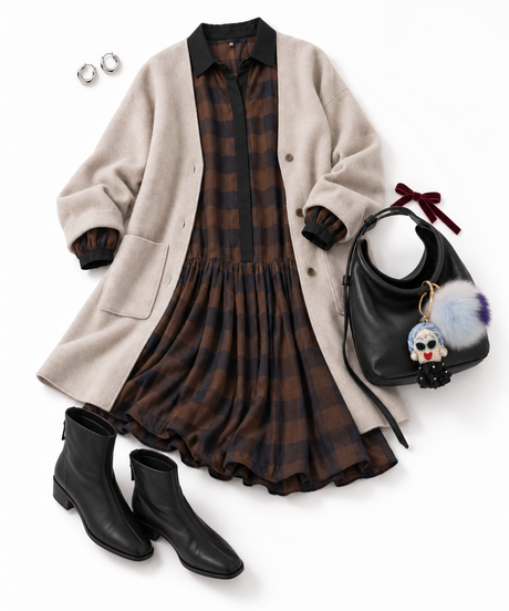 OUTER STYLE④｜チェックを楽しむ、淡色コート
