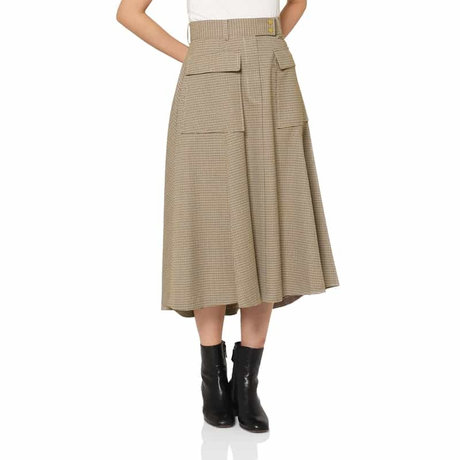 BARNEYS NEW YORK 千鳥格子柄 Aラインサファリスカート