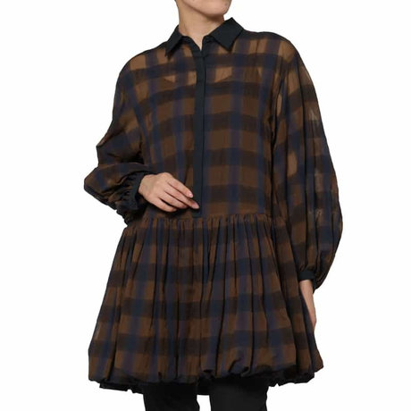 BARNEYS NEW YORK シアー素材チェック柄ミニドレス