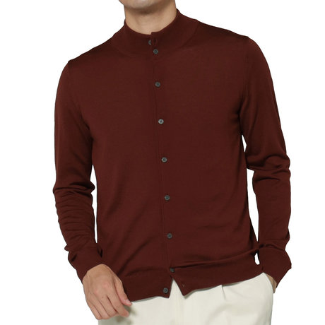 BARNEYS NEW YORK ロングスリーブスタンドカラーニットカーディガン（SUPER140s）